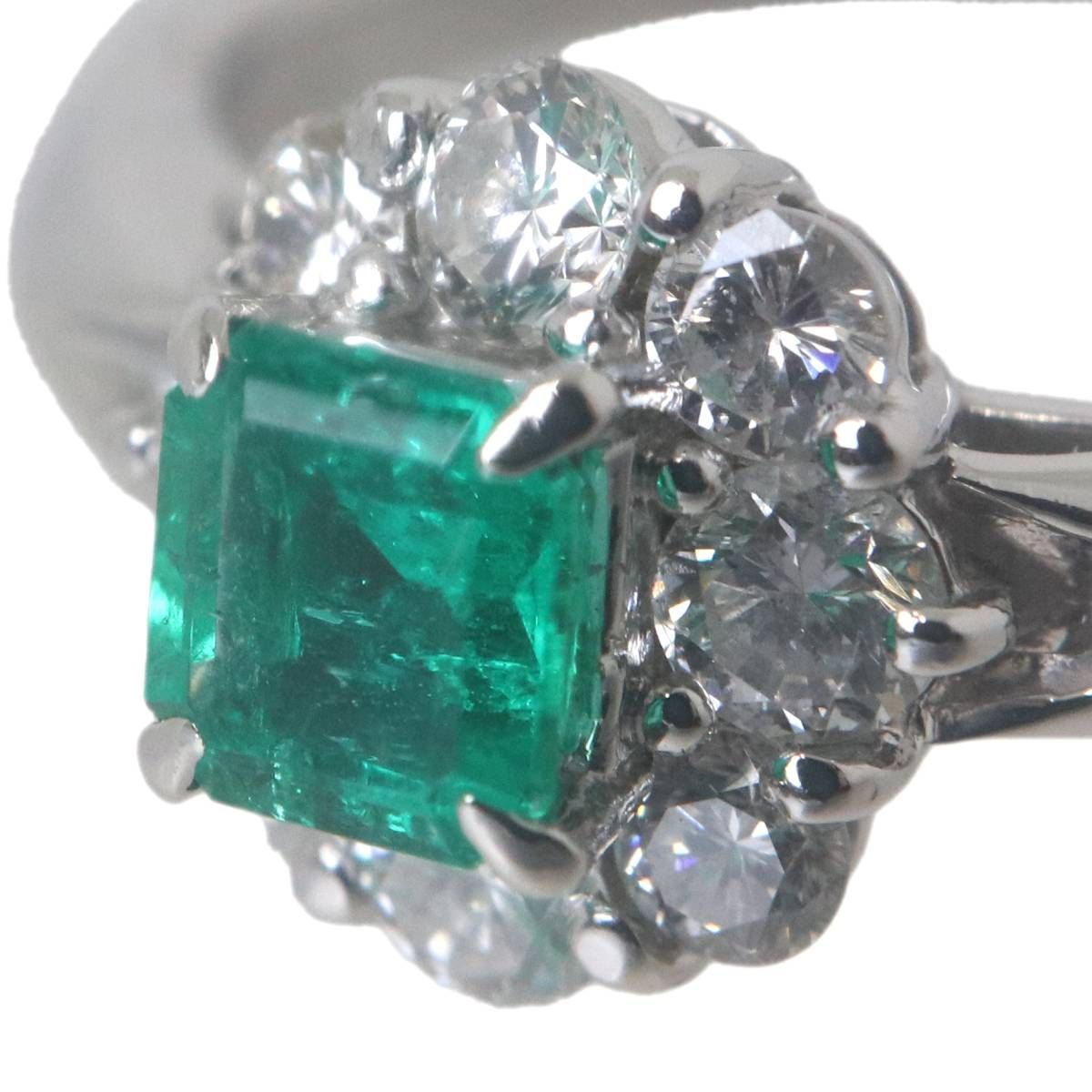 Pt900 プラチナ エメラルド ダイヤ リング 指輪 11.5号 0.36ct