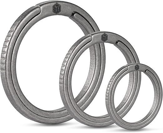 【在庫処分】[KeyUnity] KA02 チタンキーリング メンズ 鍵/吊りリング 17.5mm/25mm/33mm チタン合金キー ホルダー 高い硬度キーリング 100％チタン製， 3個セット，edc， S/M/L シルバー 軽量なチタン製