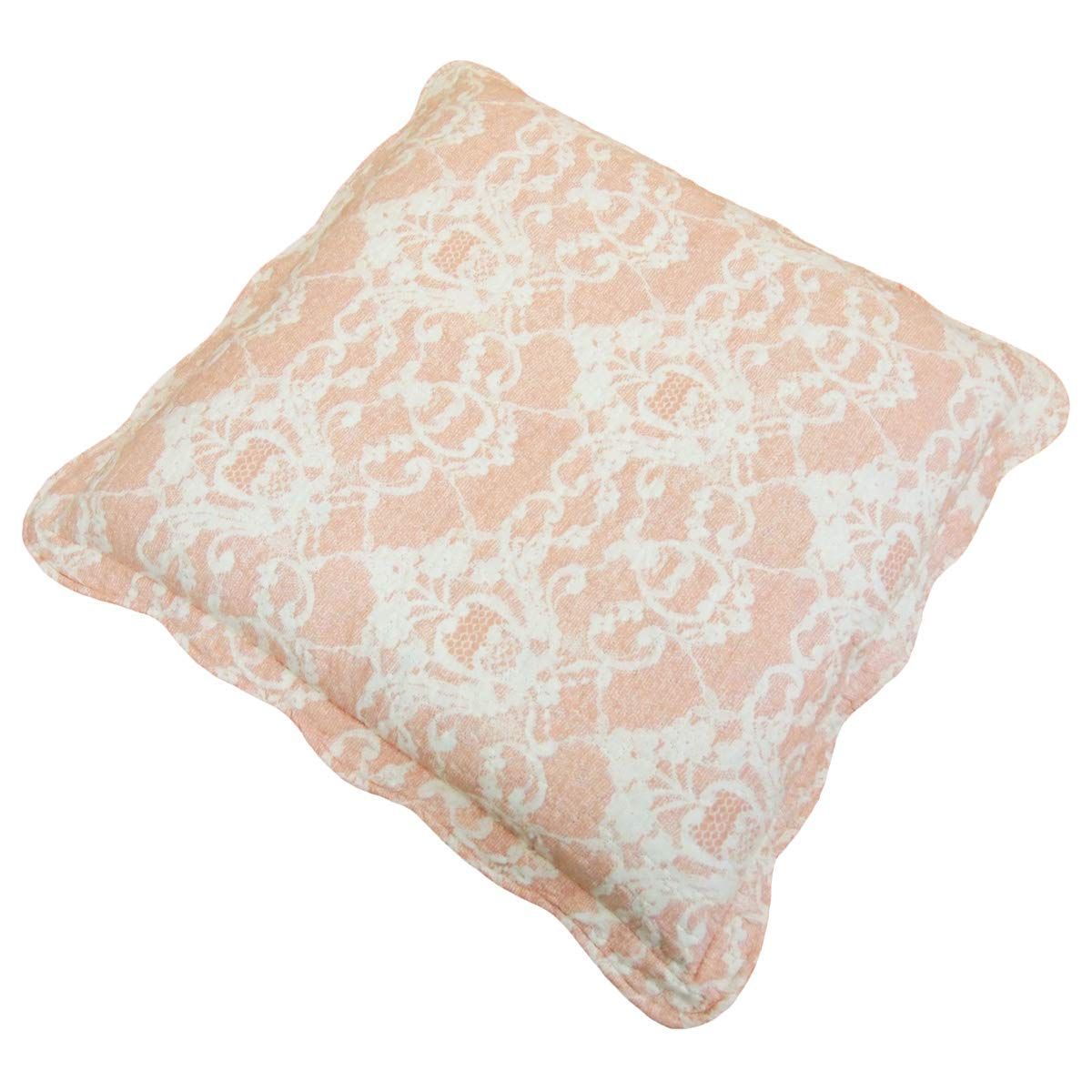 【数量限定】綿100% ウォッシュキルト 銘仙判 水洗い 55x59cm キルティング 5枚セット レース調 座布団カバー 1604-55-5P リヴェール (ピンク)