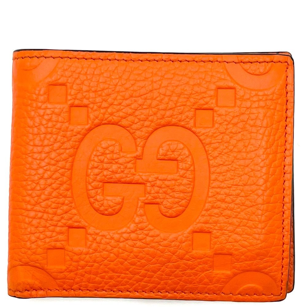 グッチ GUCCI 二つ折り財布 ニューウェブ ロゴ オレンジ レザー