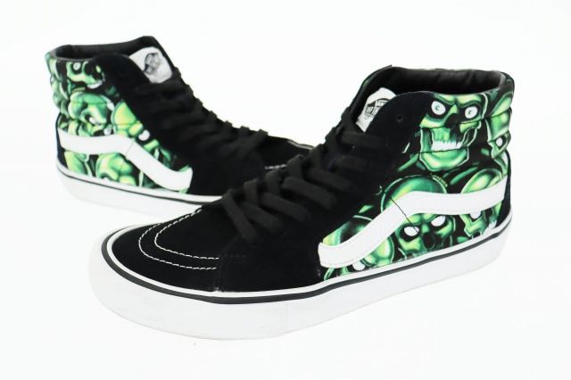 シュプリーム SUPREME ×VANS バンズ 18SS Skull Pile Sk8-Hi スケートハイ プロ スカル ピル VN000VHG3FW 26.5 ブラック グリーン ブランド古着ベクトル 中古250208