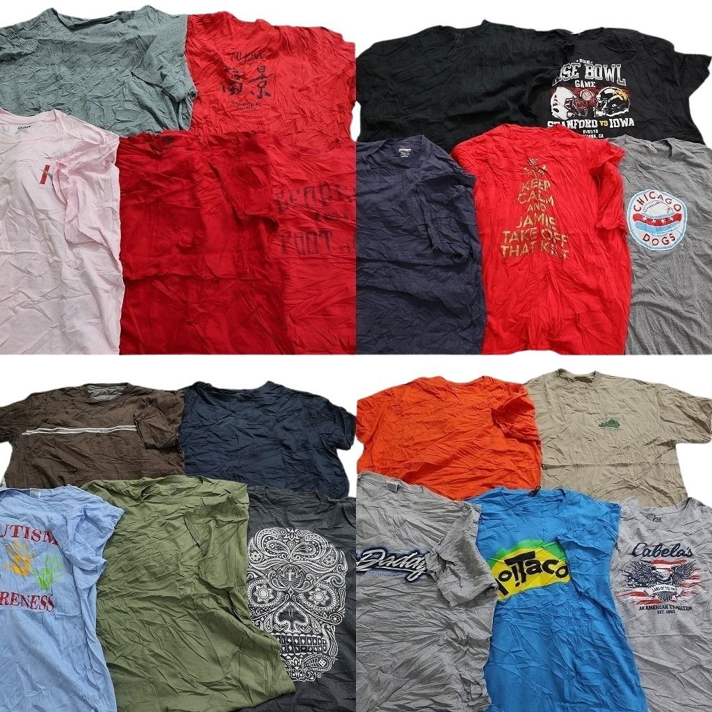 古着卸 まとめ売り カラーmix プリント 半袖Tシャツ 20枚セット (メンズ 3XL ) スカル カベラス カレッジ風 中古 古着 MY5069