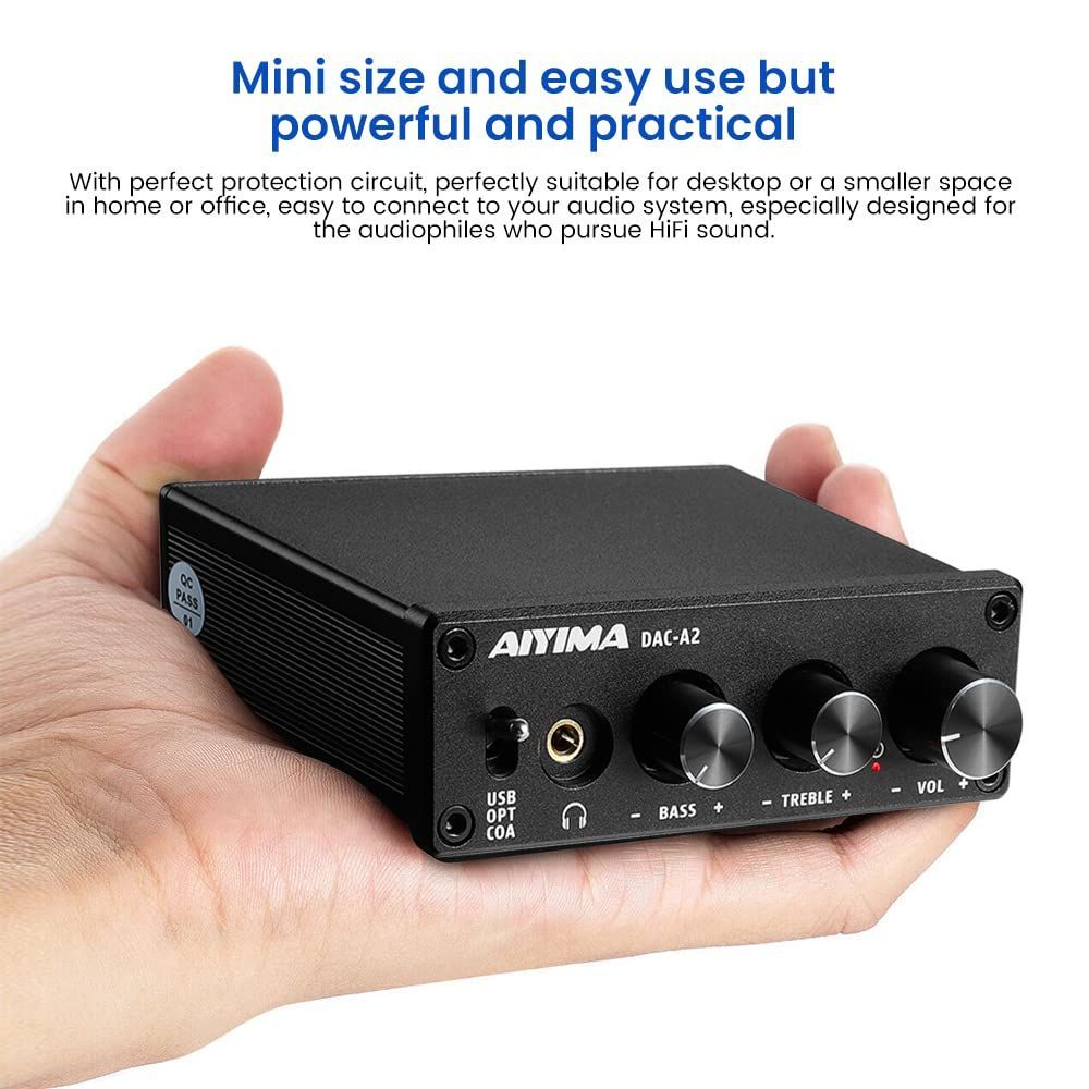 AIYIMA DAC-A2 ヘッドフォンアンプ PC-USB/光/コアキシャル入力、RCA 