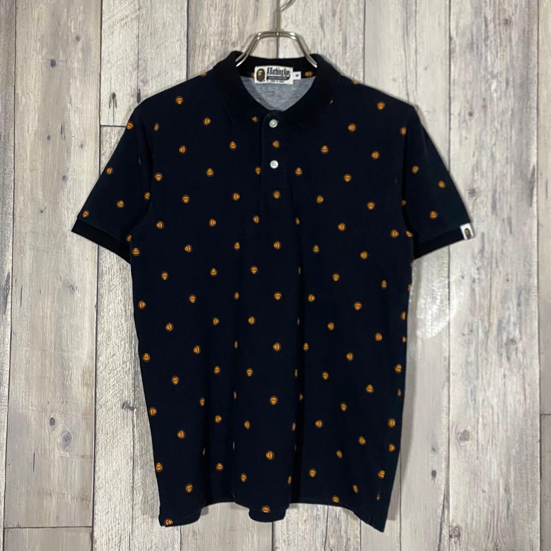A BATHING APE ア ベイシング エイプ 半袖 総柄 ポロシャツ M