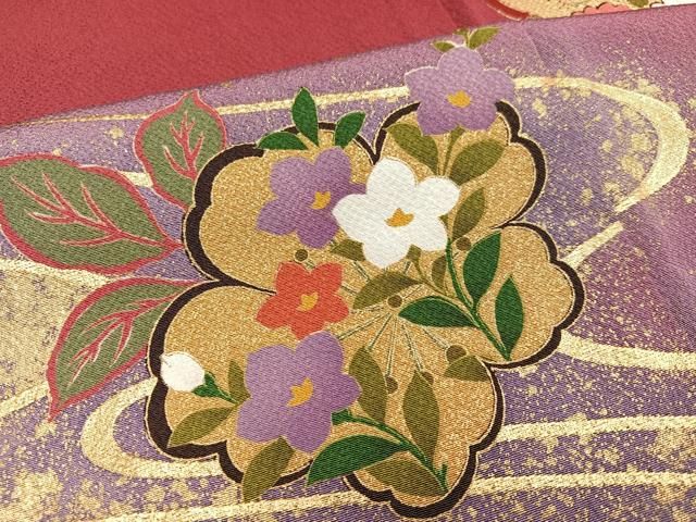 平和屋着物○豪華振袖 流水草花文 暈し染め 金彩 正絹 逸品 AAAY8610ph