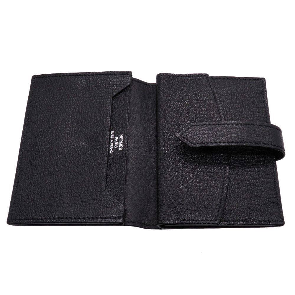 美品 エルメス ベアンミニ シェーブル ブラック シルバー金具 □K刻印