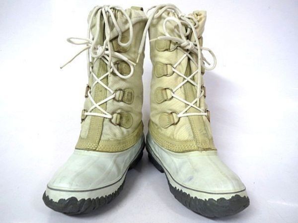 80 s-90 sビンテージ ラクロスLaCrosse 8 24.5-25.5 ベージュ インナー付きスノーブーツ ロング丈 D