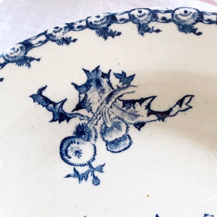 フランスアンティーク ジアン プレート アザミ Chrdon GIEN ジアン