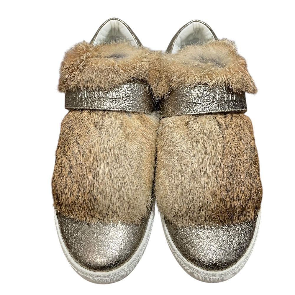 美品 MONCLER モンクレール ラビットファー スリッポン スニーカー 37  