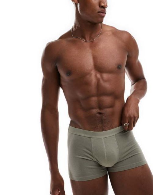 送料無料 エイソス メンズ トランクス アンダーウェア ASOS DESIGN 2 pack trunks in black and khaki Multi