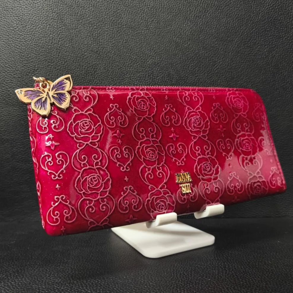美品】アナスイ ANNA SUI ローズハート 長財布 レディース ラウンド 