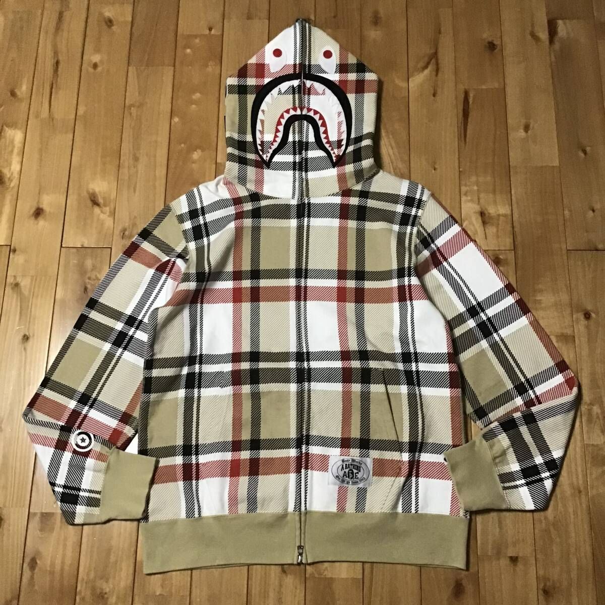 ☆XL☆ BAPE LOGO Check シャーク パーカー shark full zip hoodie a 