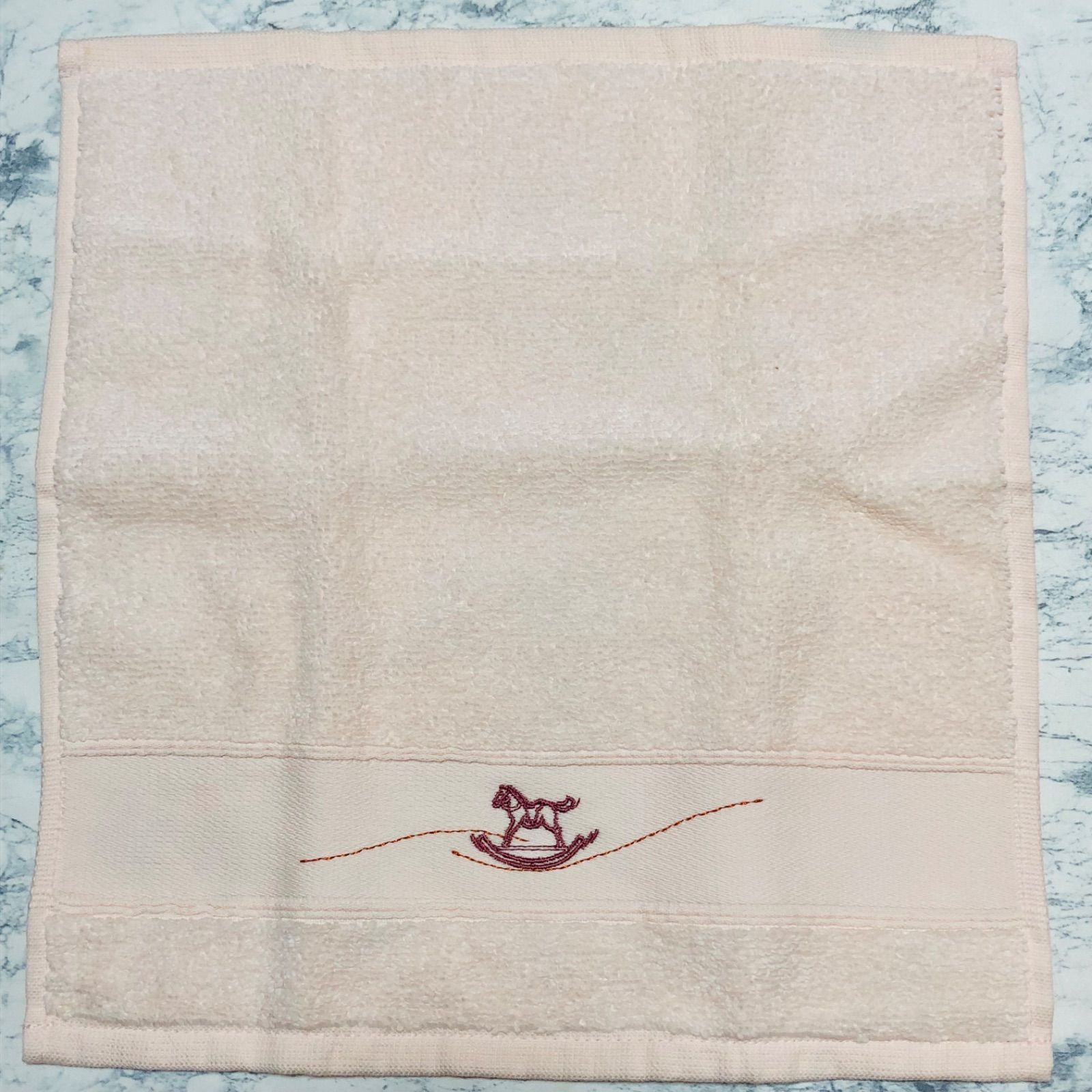 □良品□HERMES エルメス ハンドタオル2枚セット 木馬の刺繍