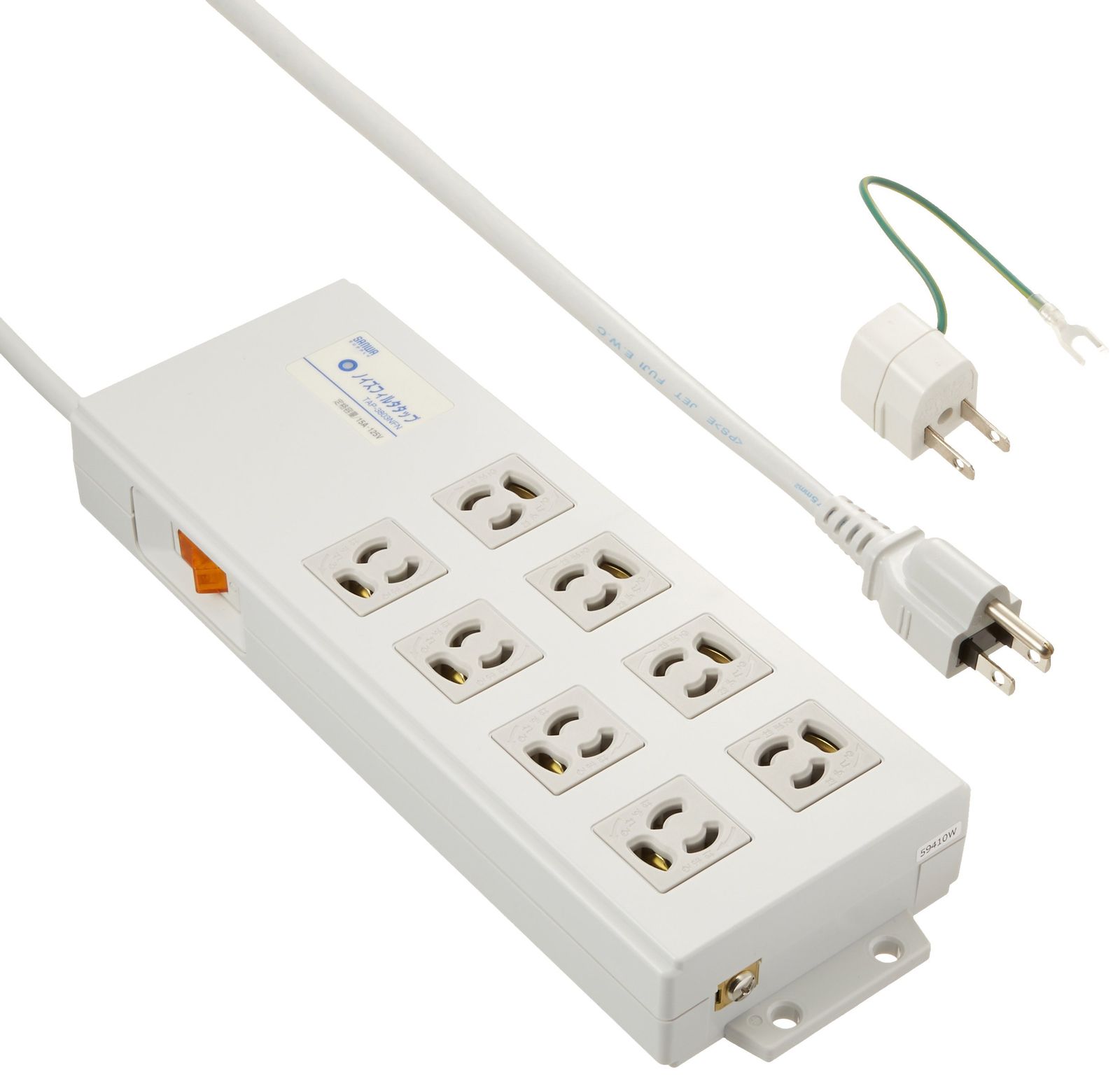 サンワサプライ ノイズフィルタ内蔵タップ 3P 8個口 マグネット付き TAP-3803NFN 8個口 3P