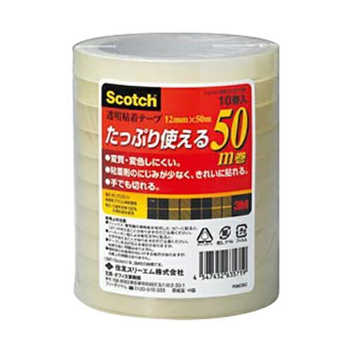 クーポン配布中-スーパー 対象 まとめ クリアーテープ スリーエム スコッチ Ｒ 透明粘着テープ ５００シリーズ 500-3-12-10P 4547452635719 ●寸法 幅１２ｍｍ×長５０ｍ 1個 ×20セット