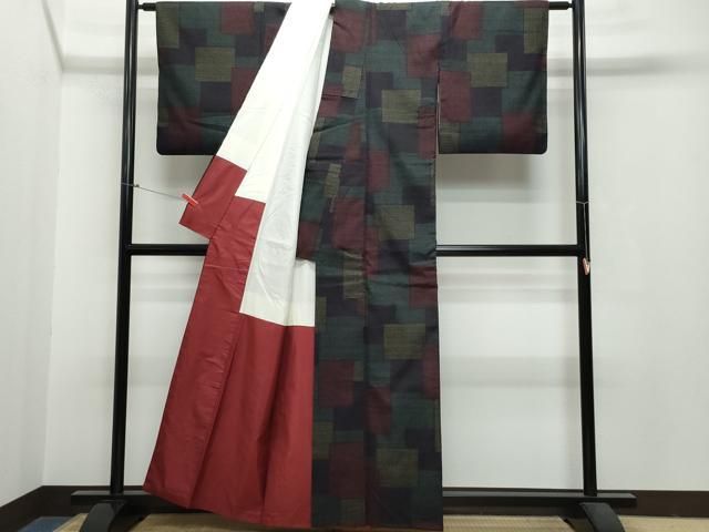 平和屋着物○本場結城紬 重要無形文化財 100亀甲 吉祥文 正絹 逸品  