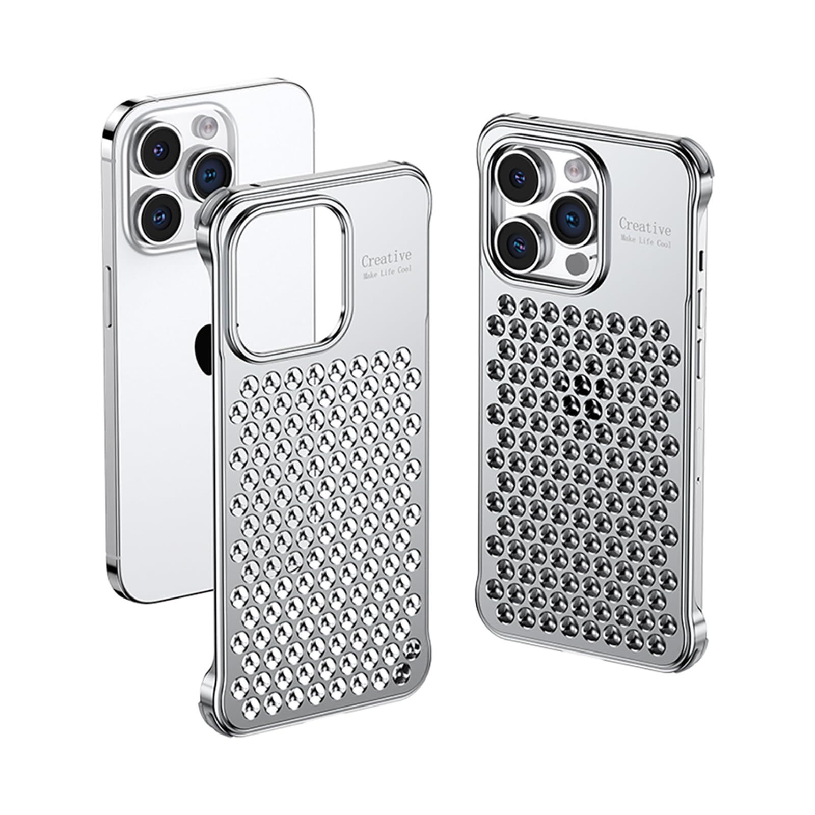 【在庫処分】対応 Pro 中空放熱 ワンピース 14 CNC 彫刻 iPhone 通気性 冷却 完全アルミニウムメタルケース ハイエンド 高級 HCXLYP スリム シルバーグレー