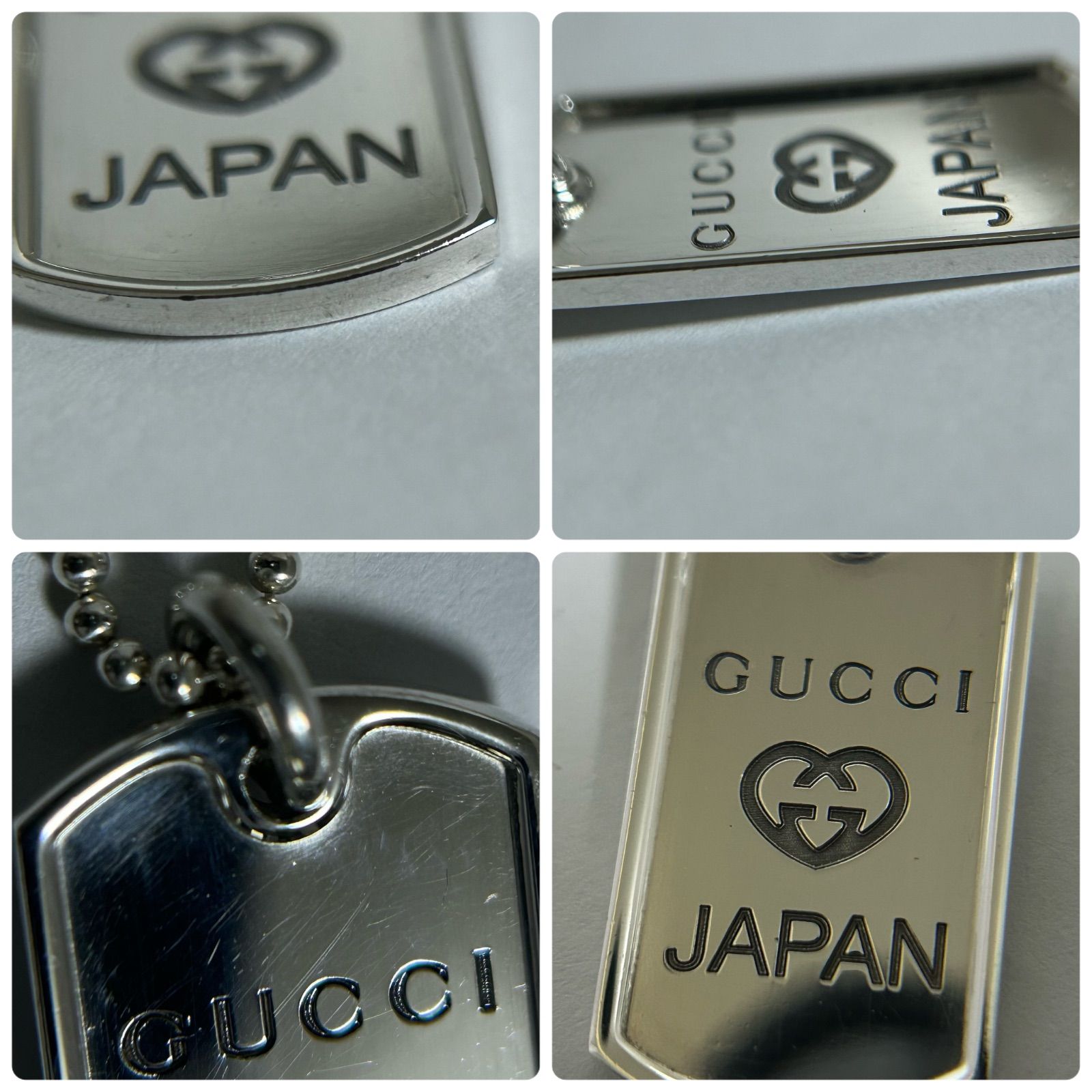 GUCCI　グッチ　ネックレス　キーホルダー　ドッグタグ　セット　AG925 GUCCI グッチ SV925 ドッグタグ ボールチェーンネックレス Size