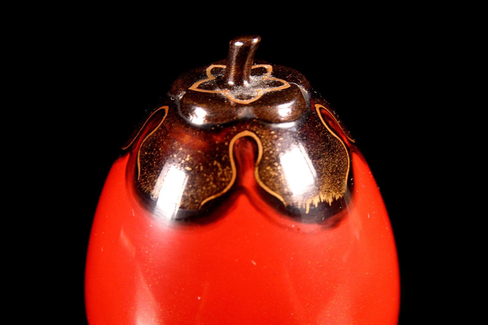 輪島塗 江尻玄舟 柿香合 5.5cm 共箱 唐物 骨董 最高 古美術 楾 Y139-T