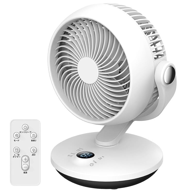 サーキュレーター DCモーター 2025 先行発売モデル＆節電対策 扇風機 兼用 静音 超小型せんぷうき 強力送風 省エネ リモコン付き 左右首振り 上下角度調節 3モード 風量6段階調節 タイマー機能 一台多役 換気|空気循環|部屋干し|冷房 梅雨除湿 1