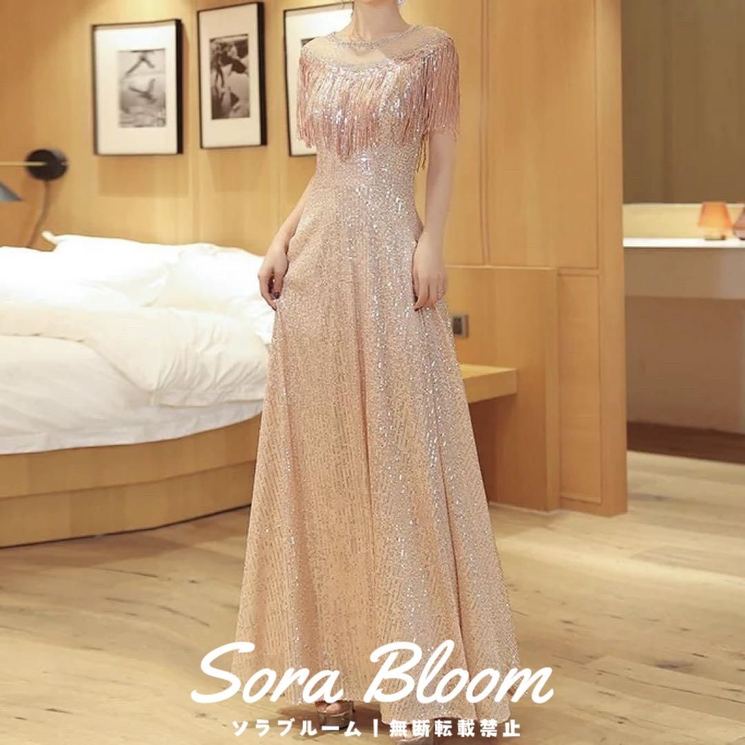 スパンコールにストーンが美しい オシャレなイブニングドレス 新品・未使用】スパンコールにストーンが美しい オシャレな