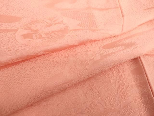 平和屋着物●上質な色無地 霞花地紋 甚三紅色 正絹 DAAX4953ps