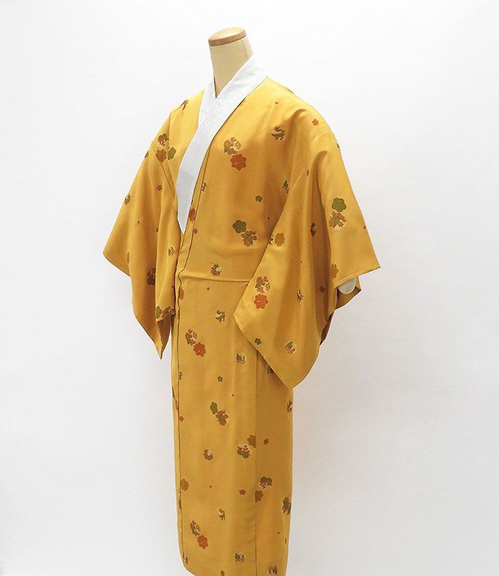長襦袢 正絹 未着用 四季花蝶々千鳥模様 身丈131cm 裄丈63.5cm 新古品 着物 i4015