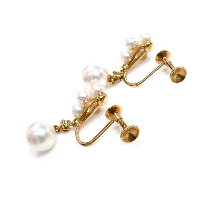 MIKIMOTO ミキモト K18YG イエローゴールド ピアス パール約6.0mm 2.4g