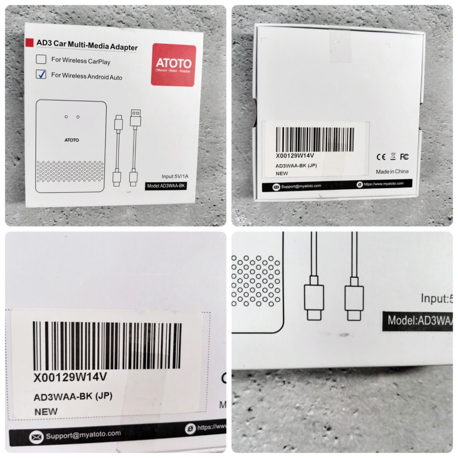 ATOTO AD3WAA-BK ワイヤレスAndroid Autoアダプター、
