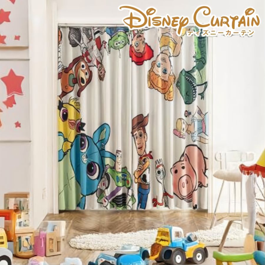 新品　海外　トイストーリー　カーテン カーテン 2枚組 2枚セット ディズニー トイストーリー 厚地 ドレープ