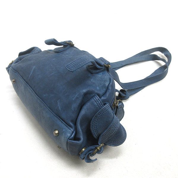 H□ITALY製□ヤコノ/JACONO 本革レザーバッグ ミニトート 紺 BAG 