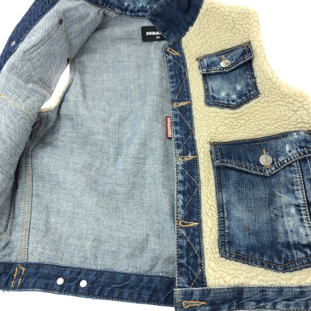 Dsquared2 ディースクエアード バックプリント デニム×ボア ベスト 