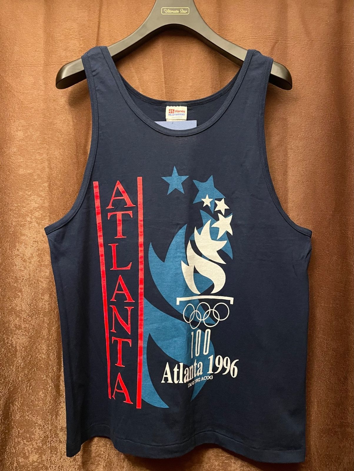 タグ付き新古品 レア MADE IN USA製 Hanes 1996 Atlanta OLYMPIC オフィシャルタンクトップ ネイビー Mサイズ