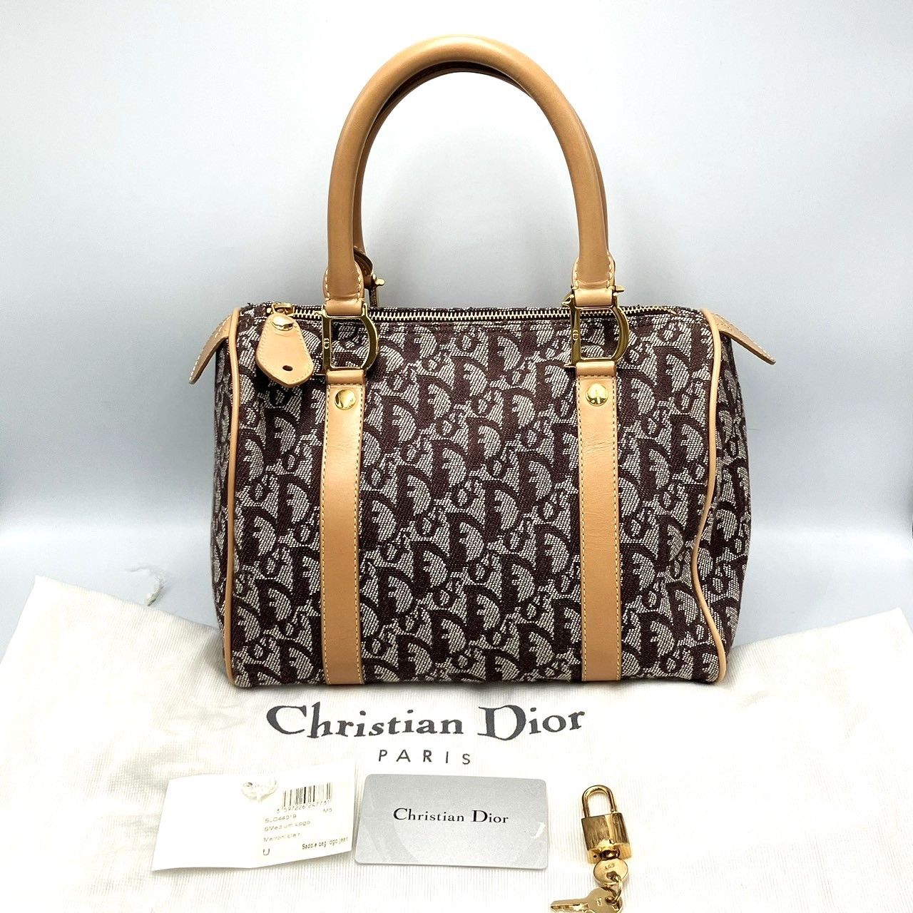 Christian Dior クリスチャン 酸い ディオール ミニボストン トロッター柄 SLO44019 PZ 1002