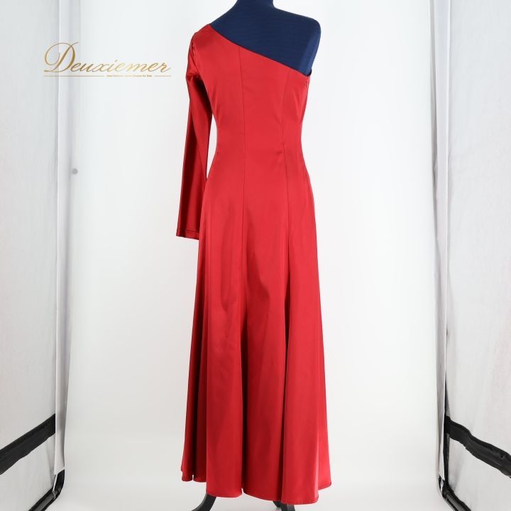 【卸値市場】 フラダンス 衣装 ワンピース ドレス レッド系 ブルーヘブンカンパニー フラ ダンス 赤 光沢 ワンショルダー 華やか シンプル 無地 BLUE HEAVEN COMPANY 上品 ハワイアン アロハ 100%満足保証。