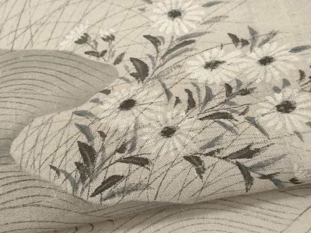 平和屋着物＊夏物 紗紬 枝葉文 正絹 逸品 AABA2798jd