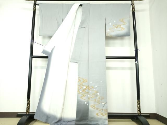 平和屋着物○創業460年・千總 訪問着 竜田川 流水桜 暈し染め 金彩  