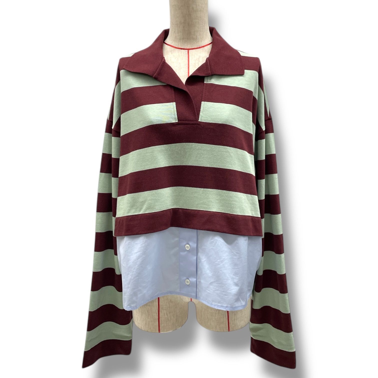 WEEKEND Max Mara ウィークエンドマックスマーラ Halle ハッレ マルチカラー ポロシャツ ドッキング 25年製 2515951021 レッド グリーン ブルー Lサイズ レディース 秋 ゴーゴー古着マルイ北千住店 7 No.1050