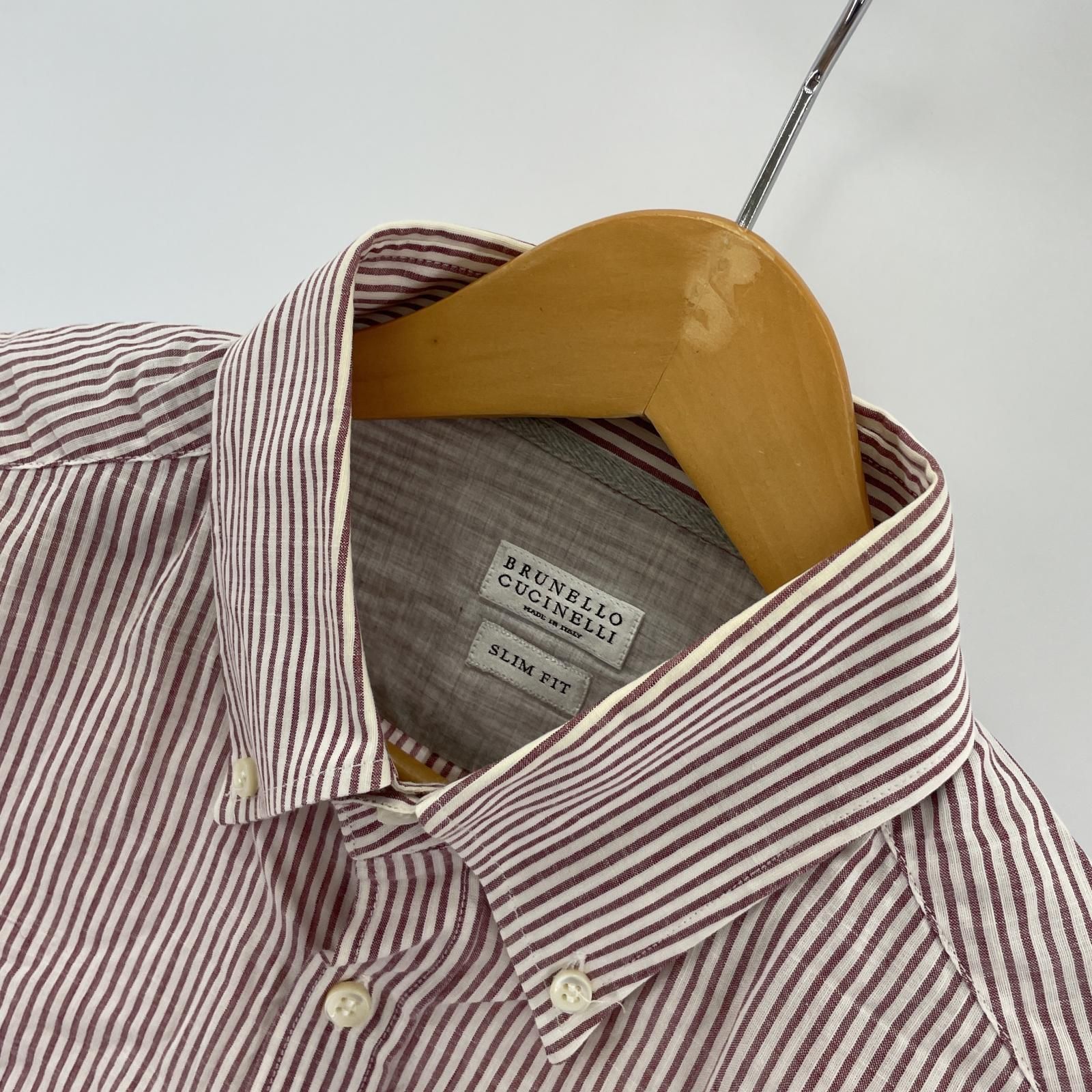 美品 BRUNELLO CUCINELLI ブルネロクチネリ ストライプシャツ Brunello Cucinelli ブルネロクチネリ ストライプ長袖シャツ sizeS