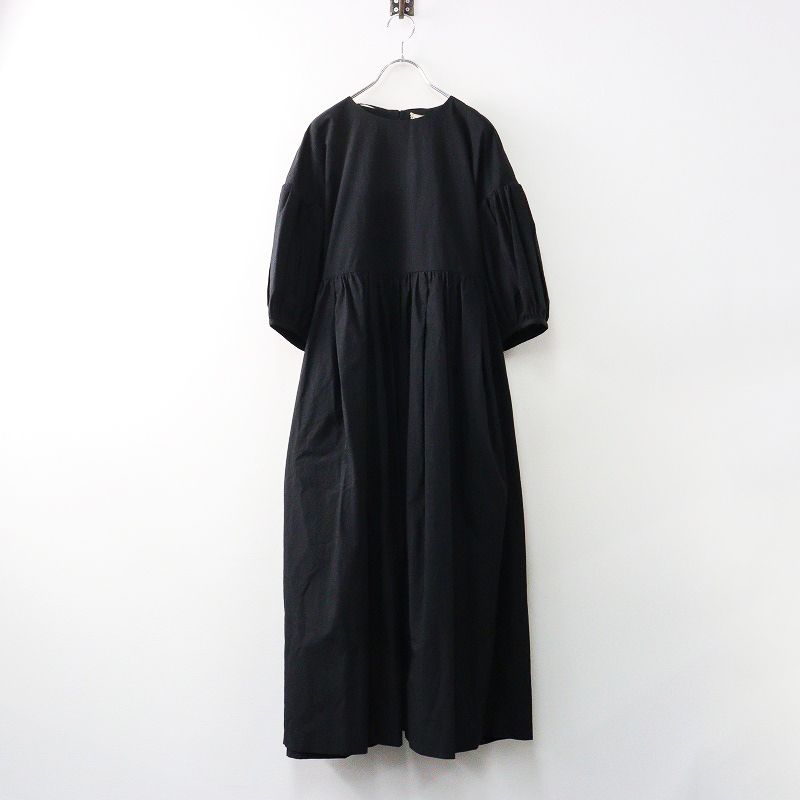 定価6.3万 フォーフラワーズオブロマンス FOR Flowers Of Romance コットンギャザーワンピース 38 ブラック ドレス