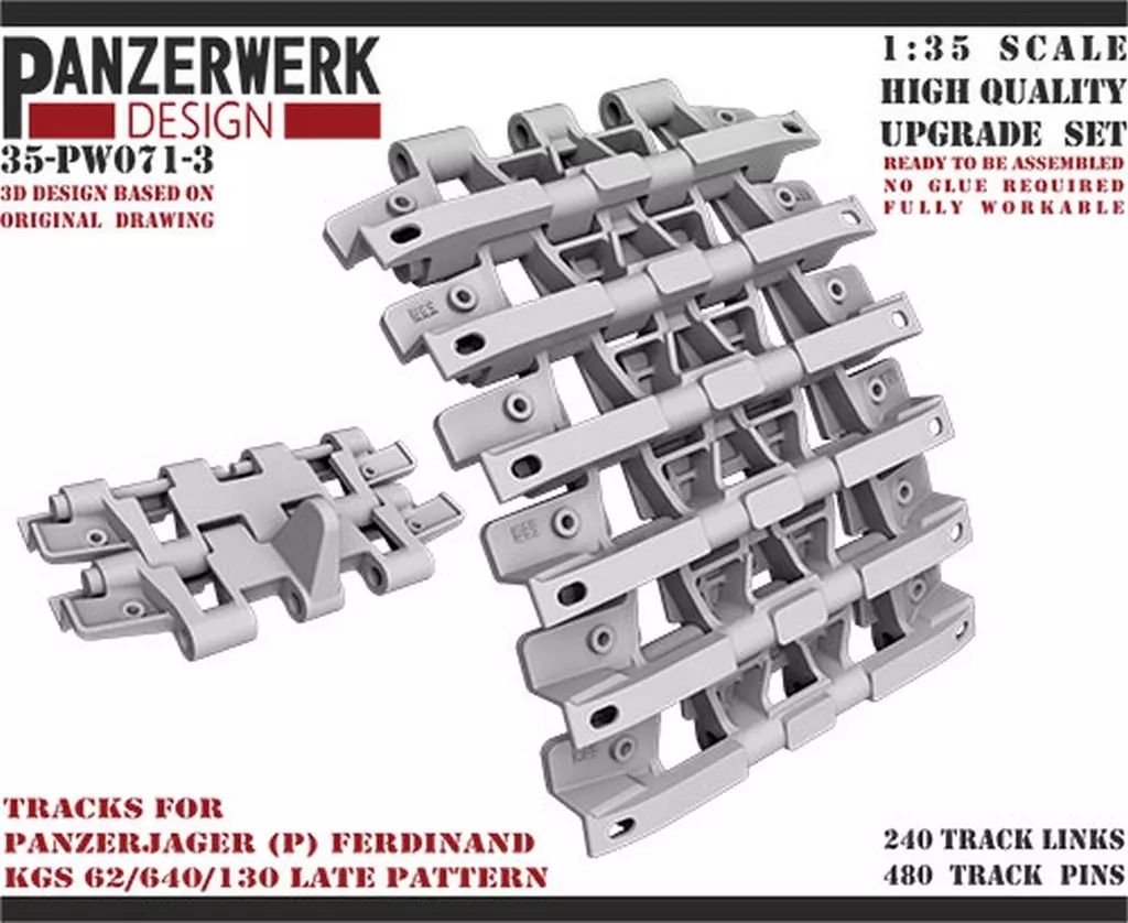 プラモデル 1 35 フェルディナント用後期型 可動履帯 ディティールアップパーツ WR35071-03