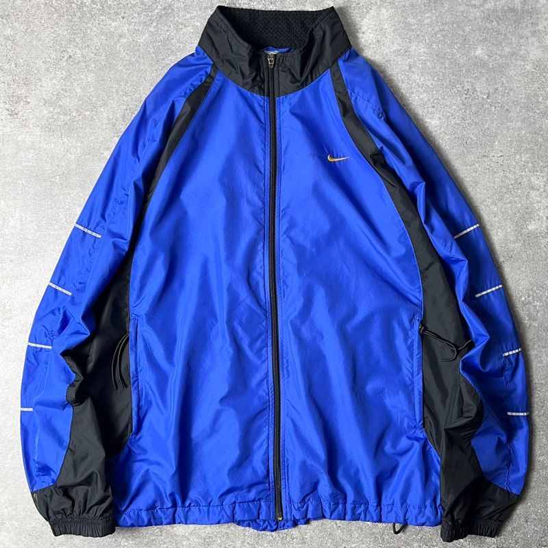 90s NIKE スウォッシュ ロゴ 刺繍 フルジップ ナイロン ジャケット XL  