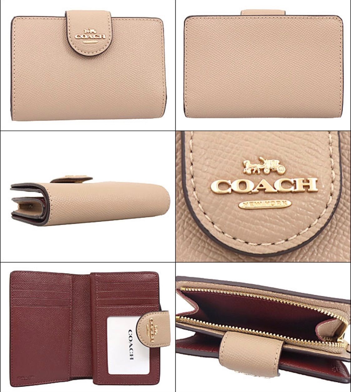 新品未使用 COACH コーチ 新品 ブルー グレイ 折り財布 レディース