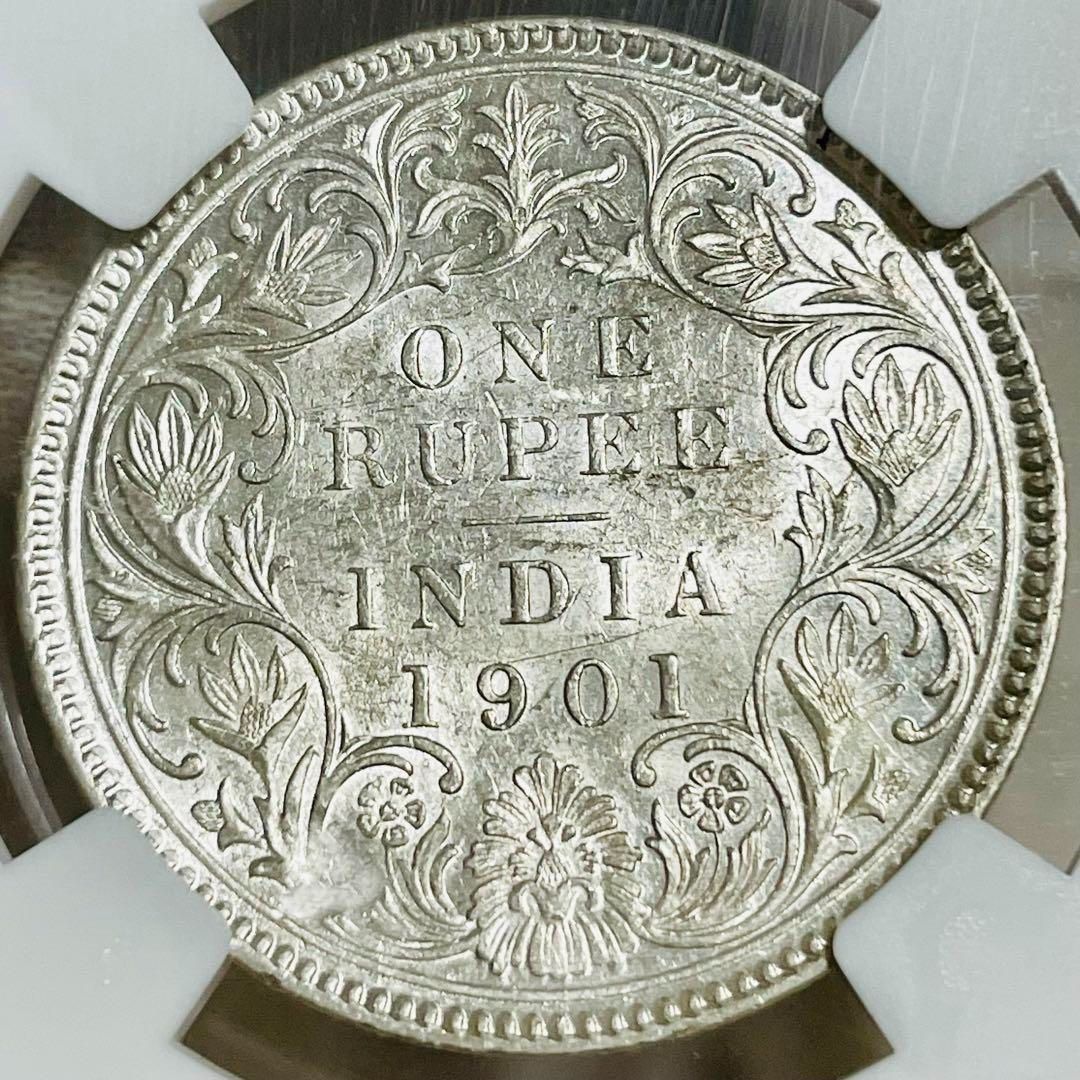 1901 英領インド 1ルピー銀貨 ゴシッククラウン ヴィクトリア AU58