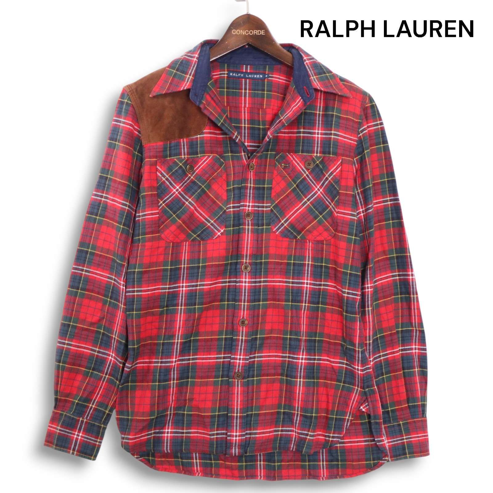【あっこ様】ラルフローレン　ニット　アンゴラ混　ブラウン　レザーパッチ　M山羊革 ラルフローレンRalph Lauren ポニーレザーパッチ鹿の子