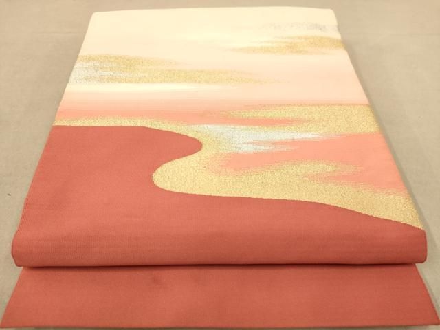 平和屋着物○爪掻き本綴れ 両面 半幅帯 横段文 正絹 逸品