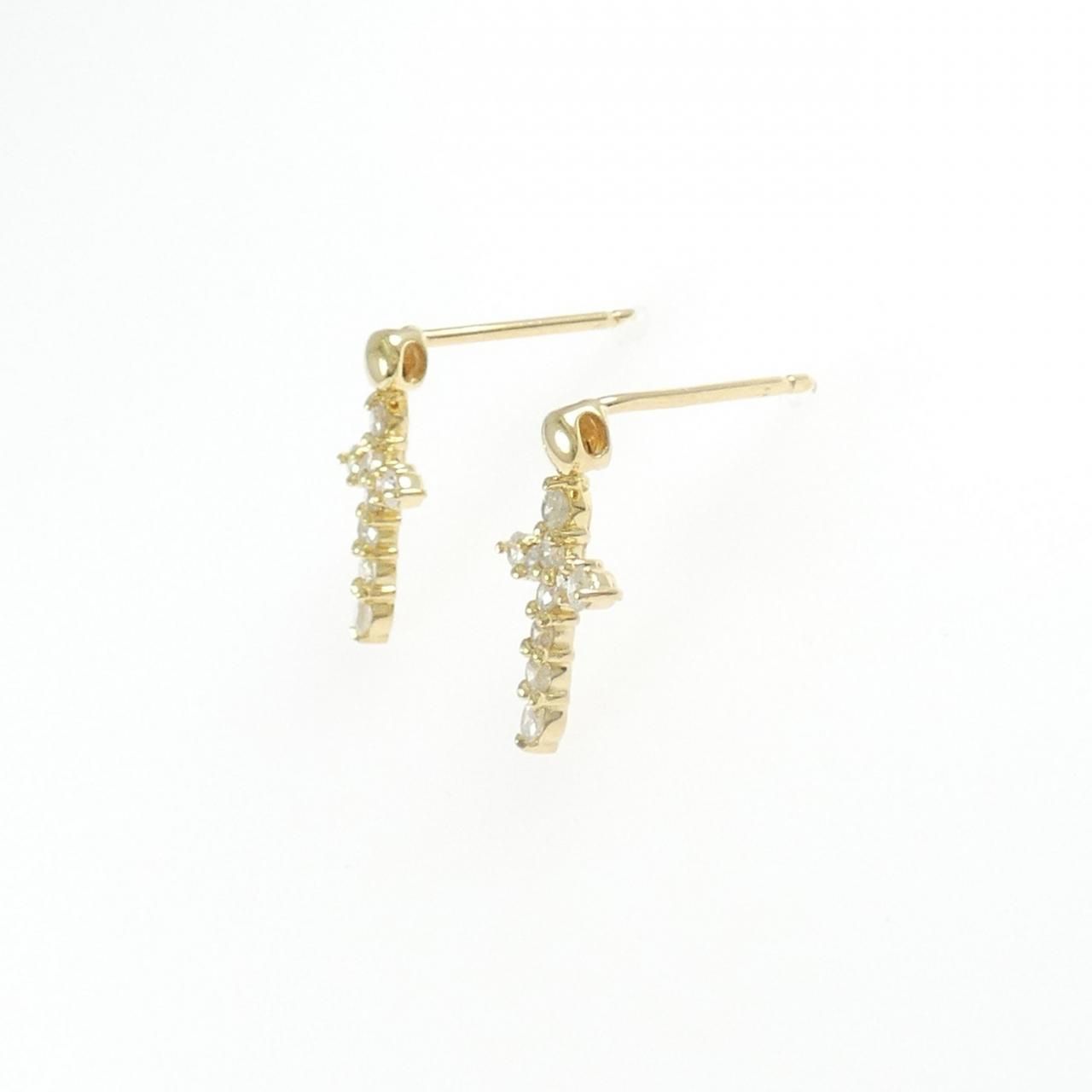 K18YG ダイヤモンド クロス ピアス 0.50CT
