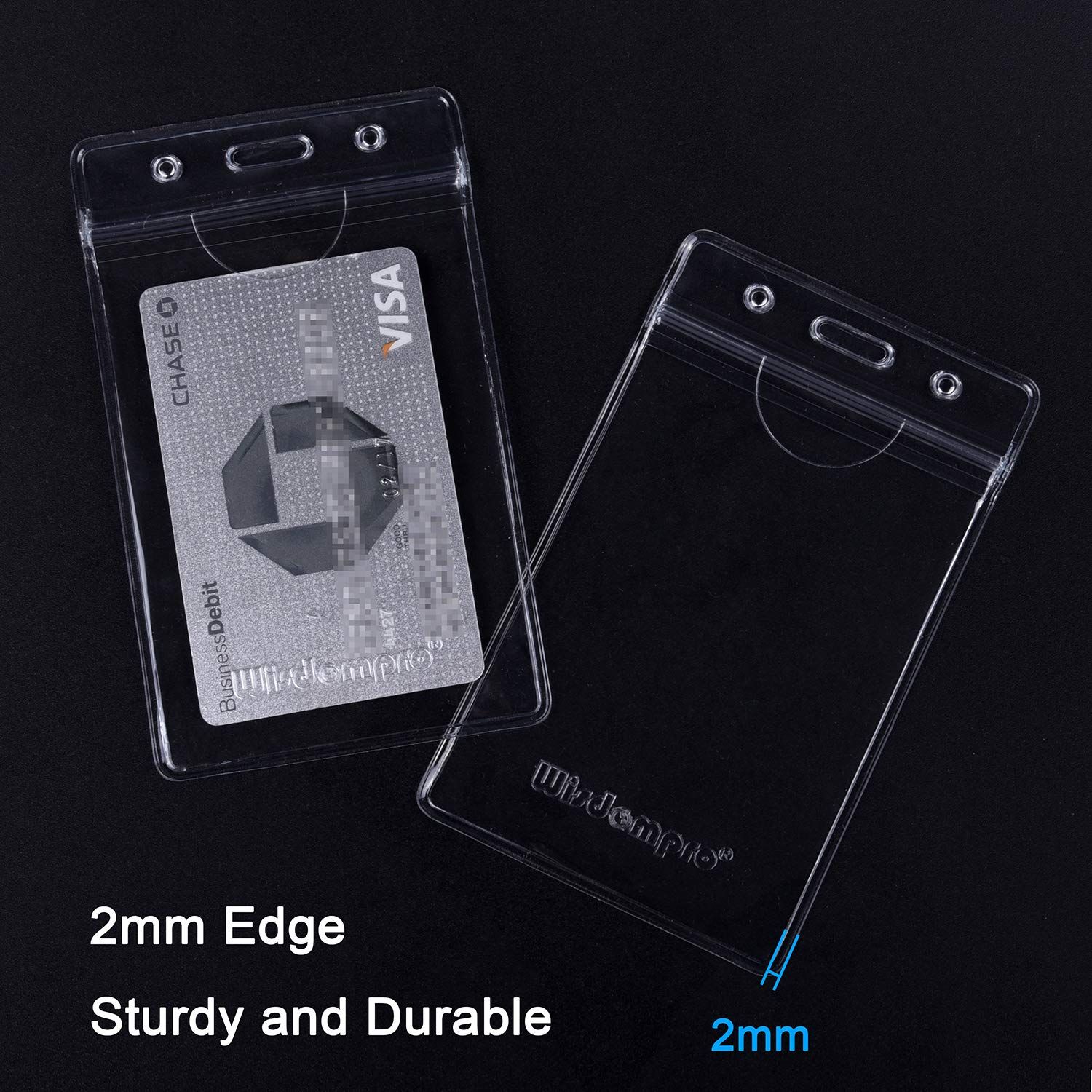  Wisdompro IDカードホルダー 縦 防水 ネームホルダー ソフト ビニール製 社員証 名札ケース 名刺 名札入れ 両面収納 薄型 入り クリア 名札 番号札 文房具 事務用品