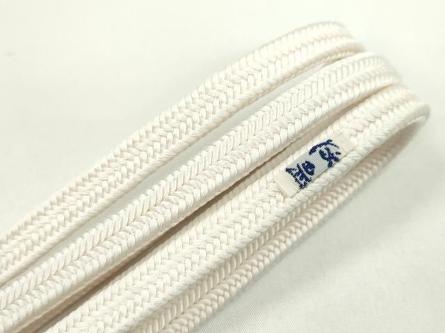 平和屋本店□極上 有職組紐道明 帯締め 冠組 白 足し房：本紅 宮内庁  