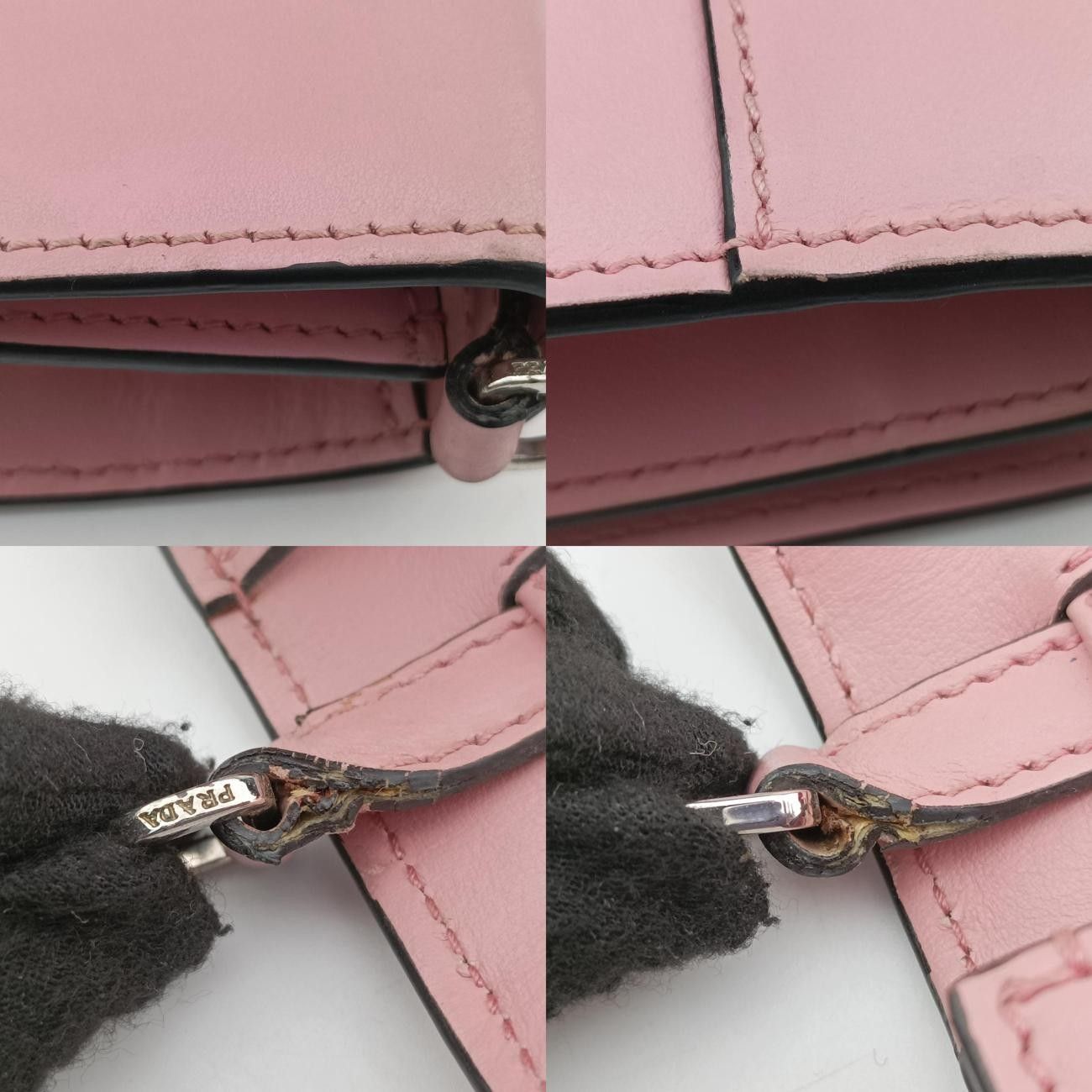 プラダPradaプレックス リボンピンク×イエローレザー1BD06725